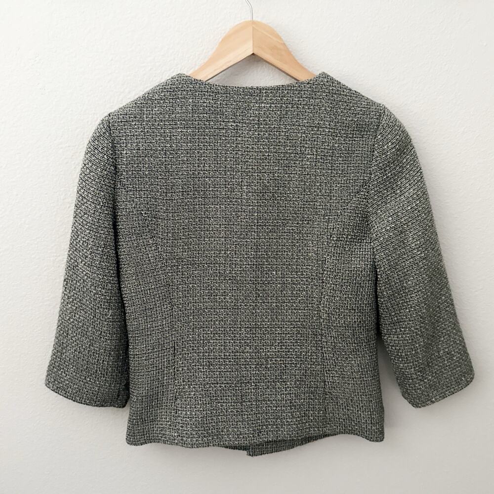 SILENCE & NOISE x URBAN OUTFITTERS | Tweed Open Front Tweed Jacket Gray | Medium - Picture 2 of 4